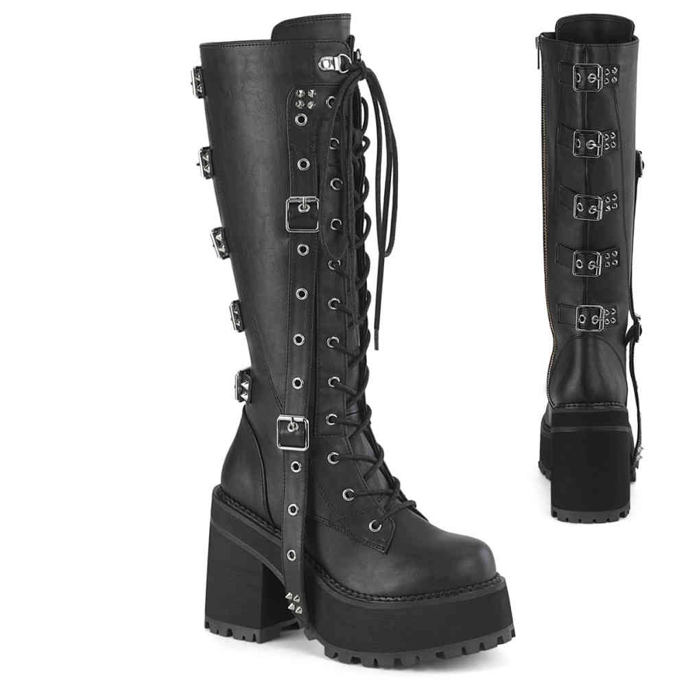 DemoniaCult - ASSAULT-218 Bottes de plate-forme - Noir